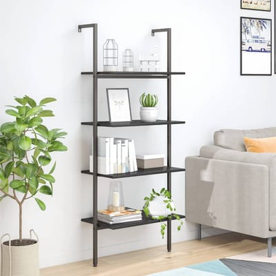 vidaXL - Ladderrek - met - 4 - schappen - 64x35x152,5 - cm - zwart