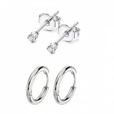 2 paar -Oorbellen zilverkleur zirkonia -Charme Bijoux