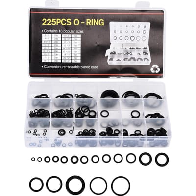 225 STUKS Rubber Assortiment Kit O-vormige Afdichtingsring Onderlegring met Koffer voor Voeding Besturing gray