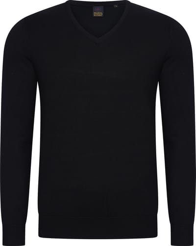 Mario Russo V-Hals Pullover - Trui Heren - Sweater Heren - Zwart - M