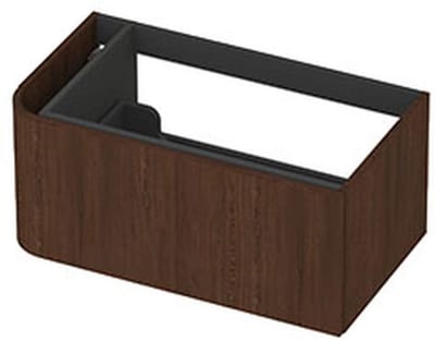 INK - Links Afgeronde Onderkast Fineer 1 Lade Softclose met Gefreesd Front Tbv Grepen - 800x450x350 Mm - Shadow Veneer