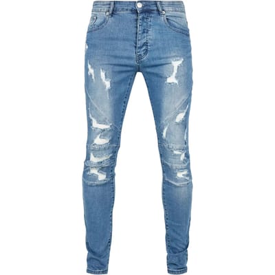 Cayler & Sons - Paneled Distressed Denim Broek rechte pijpen - 32/30 inch - Blauw/Wit