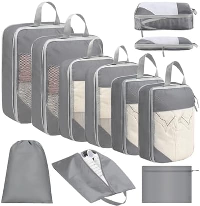 Compressie Opslagzakken 9-delig - Koffer Organizer Set - Reistaszakken - Inclusief Waszak en Schoenenzak