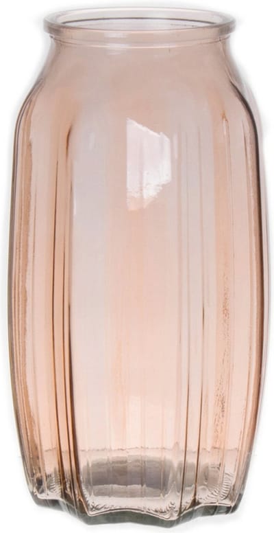 Bellatio Design Bloemenvaas - taupe/bruin - transparant glas - 12 x 22 cm - vaas