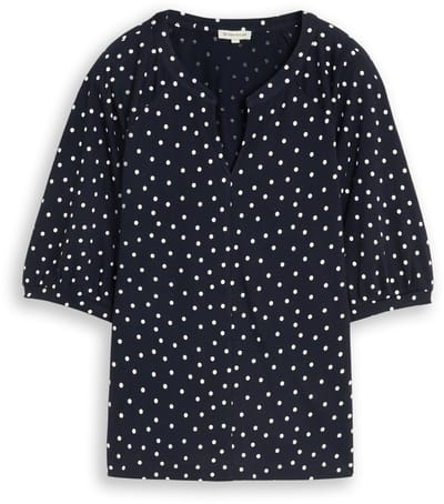 Tom Tailor - T-shirt met stippenpatroon - Maat XXL - navy white small dot design