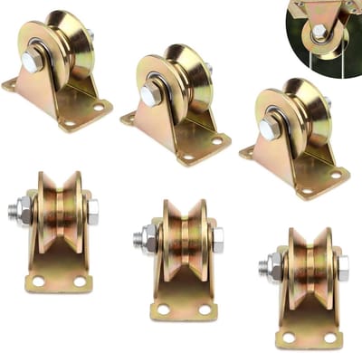 32 mm Pulley Set - 6 Stuks V-Groove Stalen Rollen voor Touwen, Zware Lasten tot 200 kg, Ideaal voor Schuifdeuren en Kledinglijnen