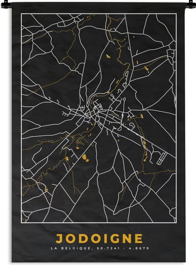 Wandkleed - Wanddoek - Jodoigne - Plattegrond - Kaart - Stadskaart - Goud - 120x180 cm - Wandtapijt