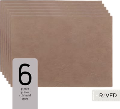 Raved Placemats - Set van 6 Stuks - Vera - Taupe - Kunststof - Eettafel - Onderlegger - Waterafstotend
