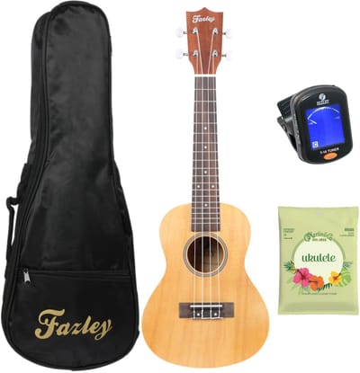 Concert-ukelele starterset - incl. tuner, tas en standaard - Fazley FUK118NT - Hout