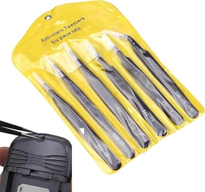 Precisie pincetten - Reparatie gereedschap - Elektronica reparatie - Antistatisch ontwerp - 6 delige set - Zilverkleurig