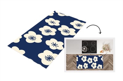 Keukenloper 120x60 cm - Keukenmat vinyl Sakura - Wit - Patroon - Japan - Keukenmatten loper - Keuken vloerkleed tapijt