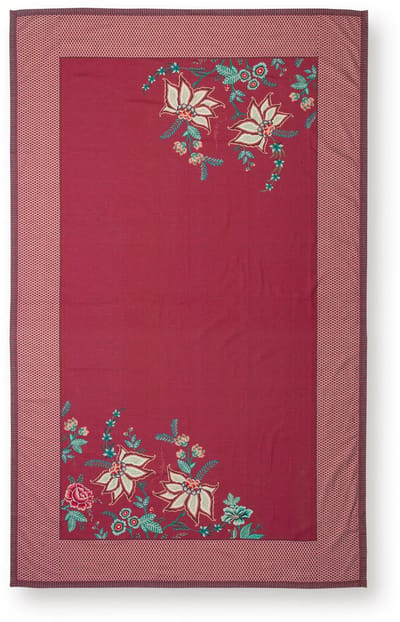 Pip Studio - Flower Festival - Tafelkleed - Donkerroze - Katoen - 150x250cm