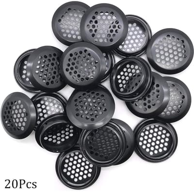 Daity 20-pack - 35 mm ronde soffit-ventilatierooster - roestvrijstalen ventilatieroosters voor kasten（Zwart）