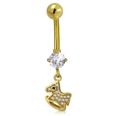 Aramat Jewels | Navelpiercings | Stijlvolle Goudkleurige Hobbel Paard Navelpiercing | | | |10mm | Staal | Volwassenen | Verkleurd niet