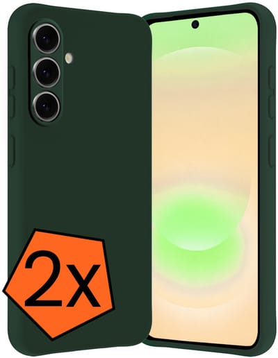 Hoes - 2 Stuks - Geschikt voor Samsung Galaxy A37 - Sterk & Shockproof - Case Siliconen - Back Cover - Telefoon Hoes - Donkergroen