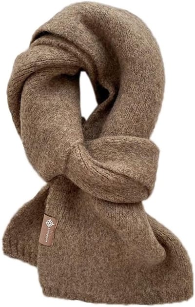 Winterse Dikke Gebreide Sjaal voor Vrouwen en Mannen, Zachte Warme Wol, Lange Vintage Sjaal in Bruin, Perfect voor Koud Weer en Modeaccessoire