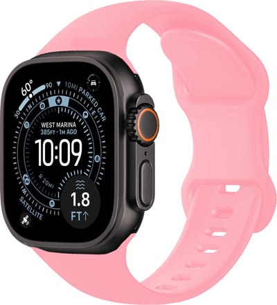 Siliconen Bandje Geschikt voor Apple Watch Ultra 1, 2, 3 (49 mm) Bandje Siliconen - Horloge Band Verstelbaar Polsband - Roze