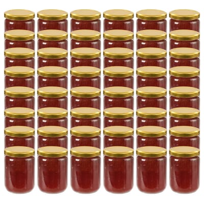 vidaXL - Jampotten - met - goudkleurige - deksels - 48 - st - 230 - ml - glas