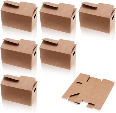 6x Bruine Miniatuur Kartonnen Doosjes - Knutselmateriaal & Decoratie (8x4.3x5 cm)