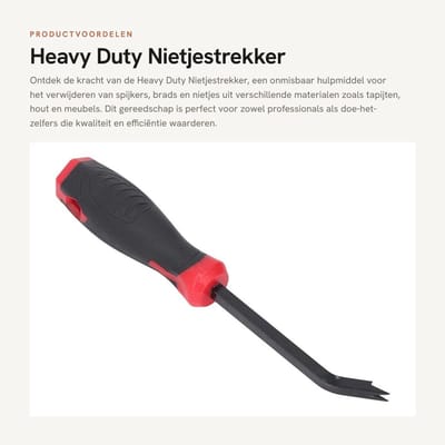 Dailygoods- Nietjestrekker Heavy Duty - Spijkerverwijderaar - 30 Graden Gebogen Klauw - PP-Handgreep - Voor Tapijten/Hout/Vloeren - Duurzaam Cr V-Staal