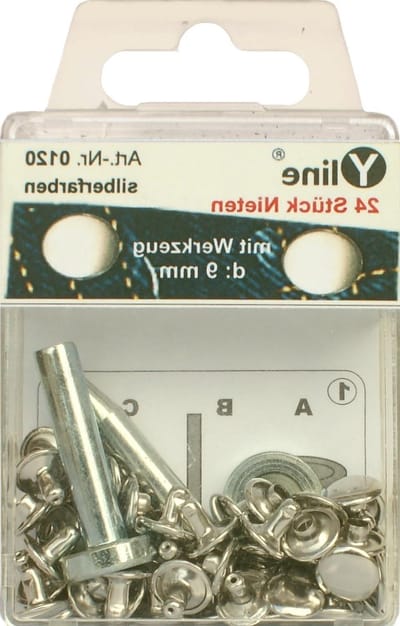 Klinknagels Set - Holle Studs - Bevestigen van Materialen - Inclusief Gereedschap - 9 mm - Zilverkleurig