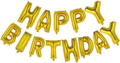 Folie Letter ballon 'Happy Birthday' Goudkleurig.