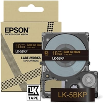 Epson LK-5BKP tape goud op metallic zwart 18 mm (origineel)