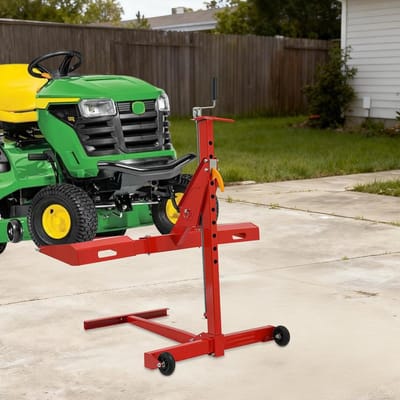 Grasmaaier Hefbok - Hefbrug Tuintractor - Onderhoud Reparatie - Verstelbare Lengte - 450lbs Capaciteit - Zwart Rood