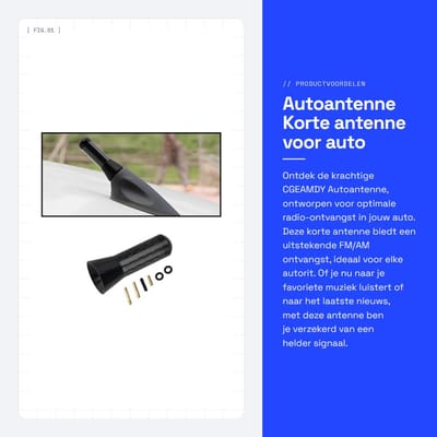 Dailygoods- Autoantenne Korte Antenne - Universeel - Koolstofvezel - Sterke FM/AM Ontvangst - Weerbestendig - Inclusief Schroeven - Autoradioantenne