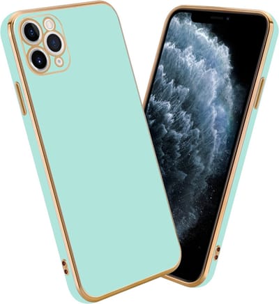 Cadorabo Hoesje geschikt voor Apple iPhone 11 PRO in Glossy Mintgroen - Goud - Beschermhoes Case Cover van flexibel TPU-silicone en met camerabescherming