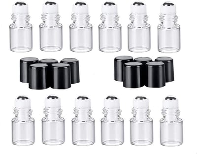 Dailygoods- Roll-on Flessen 12 Stuks - 2 ml Mini - Lege Glas Roller - Etherische Olie - Draagbaar - Transparant - Voorkomt Lekkage - Rollerfles