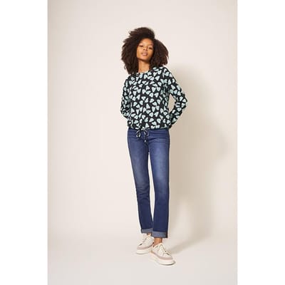 White Stuff Tara Tie Hem Top Black Printed Size: 12 | Blouses Outlet | Dames | Zwart