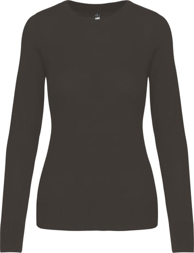 Pullover/Cardigan Dames S Kariban Ronde hals Lange mouw Dark Grey 50% Katoen, 50% Acryl