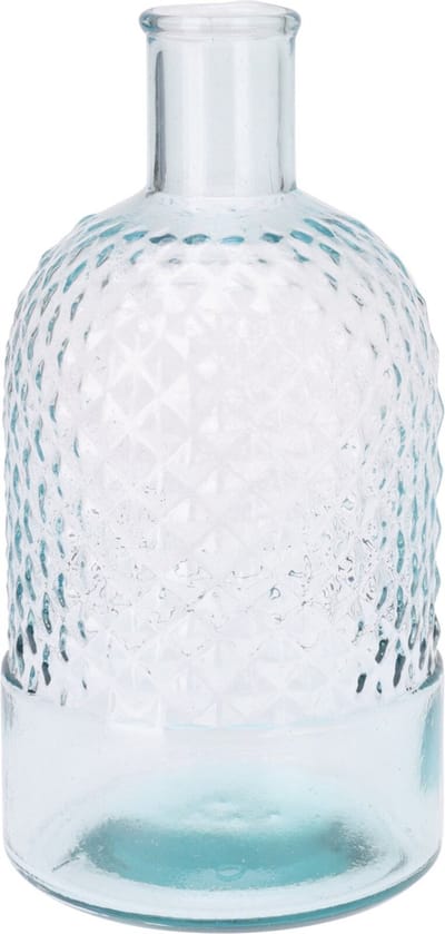 H&S Collection Bloemenvaas Salerno - Gerecycled glas - transparant - 12 x 23 cm - Fles vorm