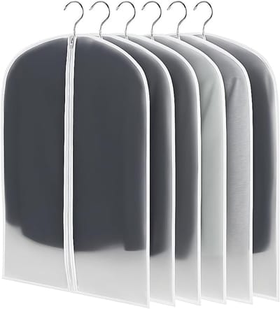 SnelShoppen - 6 Stuks Kledinghoezen met Rits PEVA Translucente Kledinghoezen Set (60 x 100cm) voor Jassen, Jurken, Overhemden, Avondjurken - Opslag en