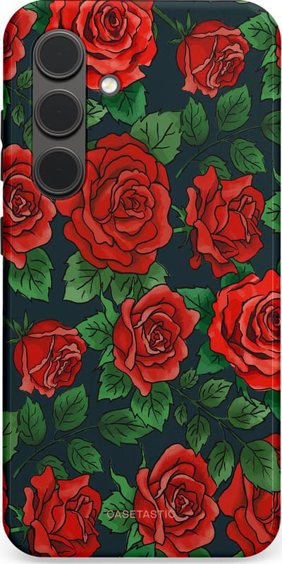 Casetastic Hoesje Geschikt voor Samsung S24 - Stijlvolle Beschermende Duo-layer Case - Rozen rood
