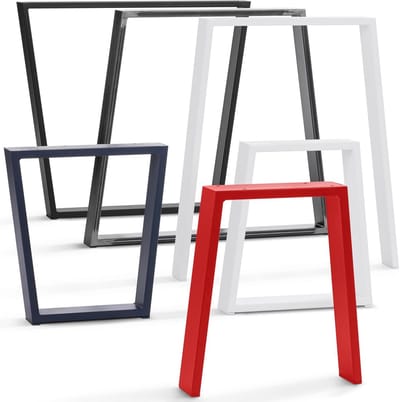 Trapeziumvormige tafelpoten voor tafel of bureau - Gelakt Ruw Staal Slank Design