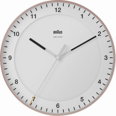 Braun BC17PW-DCF - Wandklok - Analoog - Kunststof - Quartz - Radiogestuurde tijdsaanduiding - Sweep movement - Rosékleurig - Wit - Ø30cm