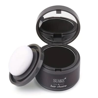 SUAKE - Haarpoeder voor de haarlijn en kruin - Haarverf - Haarvezels - Zwart- Haarlijn Schaduwpoeder, 1 stuk, 4g, Natuurlijke Verfraaiing Contour, Vul Sprietig Haar, voor Gezicht, Haar, Wenkbrauwen, Baard, Crème Textuur