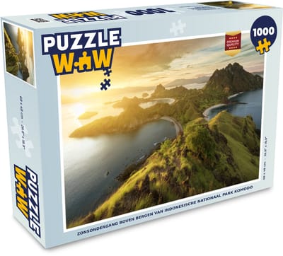 Puzzel Zonsondergang boven bergen van Indonesische nationaal park Komodo - Legpuzzel - Puzzel 1000 stukjes volwassenen