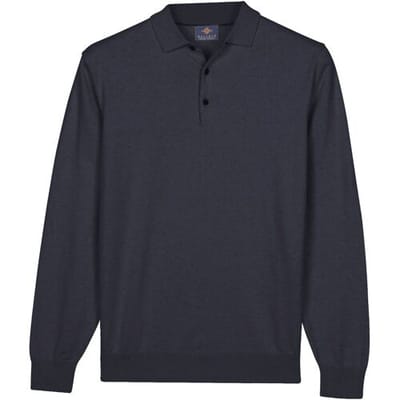 Baileys Trui Pima Cotton Polo Pullover Placket Buttons Dark Blue / male