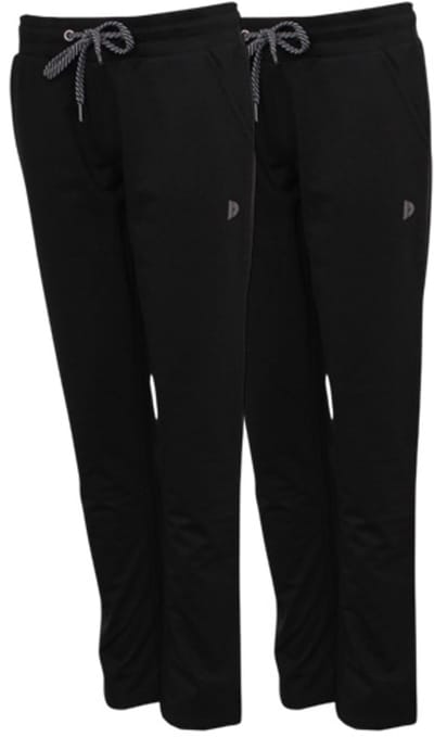 2-Pack Donnay - Stretch Joggingbroek met rechte pijp (Nadia) - Sportbroek - Dames - Black (020) - maat S