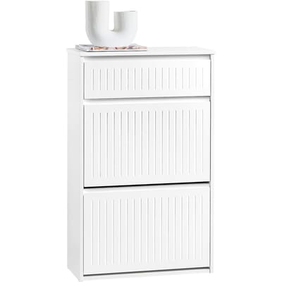 SoBuy Schoenenopbergkast - FSR165-W - 3 Lades - MDF - 61x26x100cm - Wit100