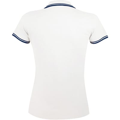 SOLS Dames/dames Pasadena getipt korte mouw Pique Polo Shirt (Wit/Navy) (Maat XL)
