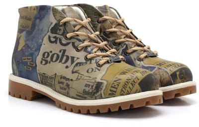 Goby Dames Veterboots – Vintage Print – Robuuste Zool – Handgemaakt – Premium Kwaliteit – Maat 40