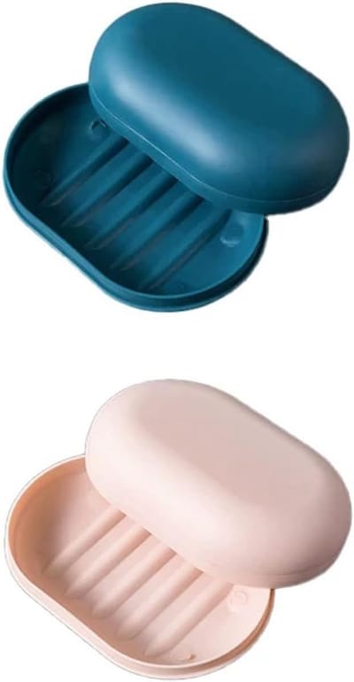 Set van 2 Lekvrije Zeepdozen voor Reizen, Perfect voor Camping, Gym en Badkamer - Donkerblauw en Roze