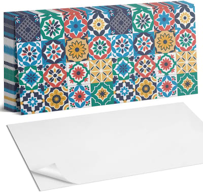 Coloray Plaktegels - Mozaïekpatronen in de lay-out Zelfklevende Wandtegels - 40 cm x 20 cm - Groente Plaktegels - 10 stuks - Rechthoek PVC Tegels - Plaktegels Badkamer - Vloertegels Zelfklevend - Vinyl Tegels - Portugese Tegels