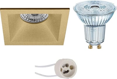 LED Spot Set - LEDVANCE Parathom PAR16 940 36D - Pragmi Pollon Pro - GU10 Fitting - Dimbaar - Inbouw Vierkant - Mat Goud - 3.4W - Natuurlijk Wit 4000K - Verdiept - 82mm