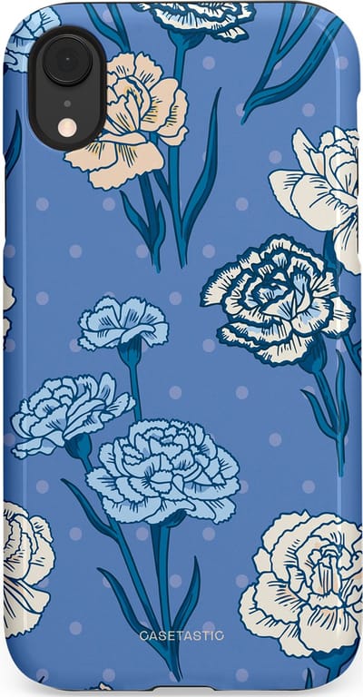 Casetastic hoesje geschikt voor Apple iPhone XR - Dubbellaagse bescherming - Anjer melange - Fashion Case - Lavendel Petrol Zilver