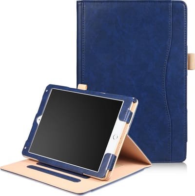 Dasaja leren case / hoes blauw geschikt voor iPad Air 1 / Air 2 / 9.7 (2017) / 9.7 (2018) incl. standaard met 3 standen